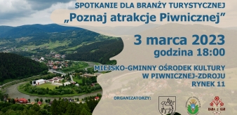 Spotkanie dla branży turystycznej MGOK w Piwnicznej-Zdroju godz. 18:00