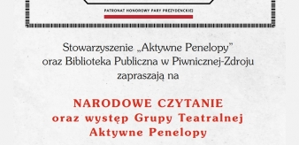 NARODOWE CZYTANIE oraz występ Grupy Teatralnej Aktywne Penelopy Rynek w Piwnicznej-Zdrój