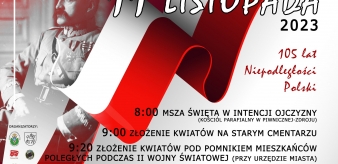 Zapraszamy do wspólnego upamiętnienia dnia 11 listopada 105 lat Niepodległej Polski