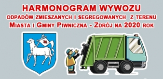 Harmonogram wywozu odpadów na 2020 rok Miasto i Gmina Piwniczna-Zdrój