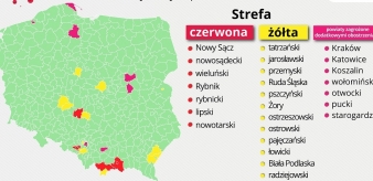 Koronawirus: strefy żółte i czerwone w Małopolsce