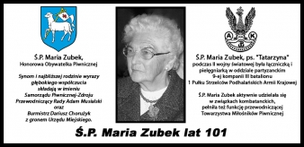 26 października 2020 r. z godną Jej powagą i spokojem piwniczanie przyjęli smutną wiadomość o śmierci Marii Zubkowej, w 101. roku życia