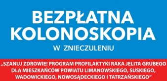 Allmedica zaprasza mieszkańców lub pracowników powiatu nowosądeckiego (z wyłączeniem miasta Nowy Sącz) na bezpłatne badania konoskopowe