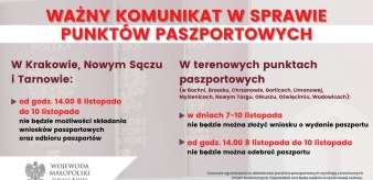 Wojewoda Małopolski: Ważny komunikat w sprawie punktów paszportowych